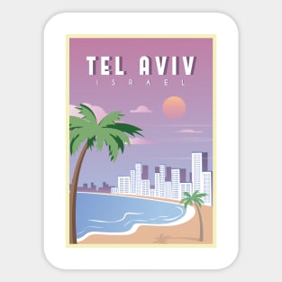 Tel Aviv, Israel - Vintage Travel Poster Sticker